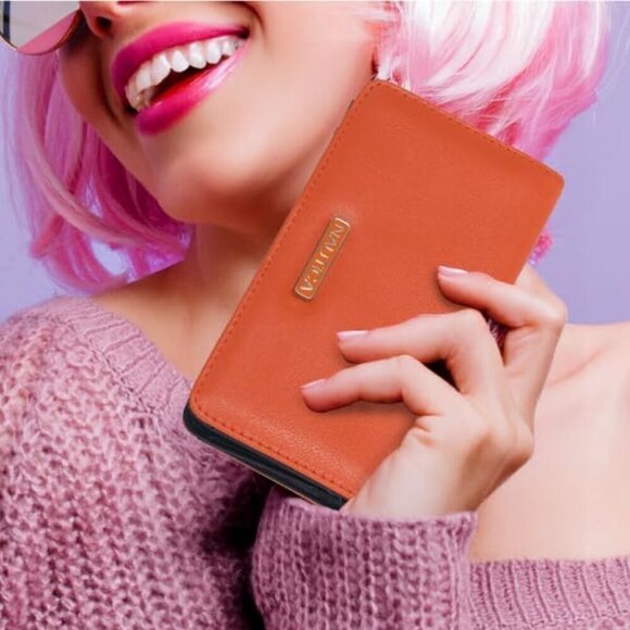 Seaside Slim Vegan Leather Wallet RFID Blocking Clutch for Women Travel - Picture 6 of 6